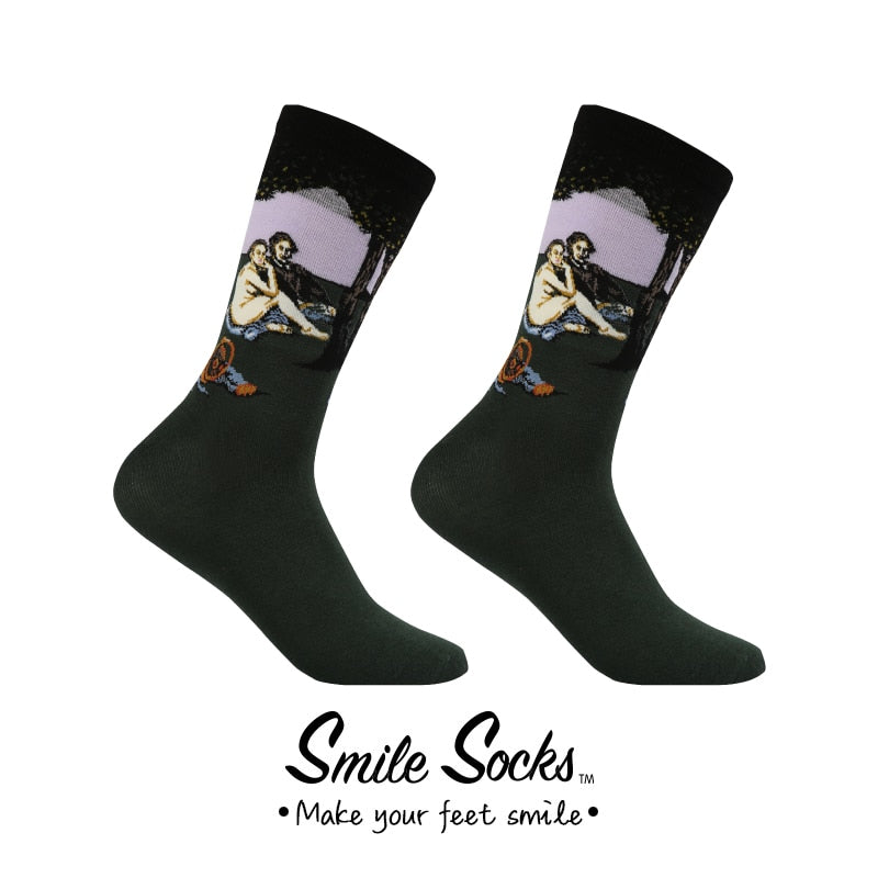 Cotton Retro Abstract Oil Painting Art Socks