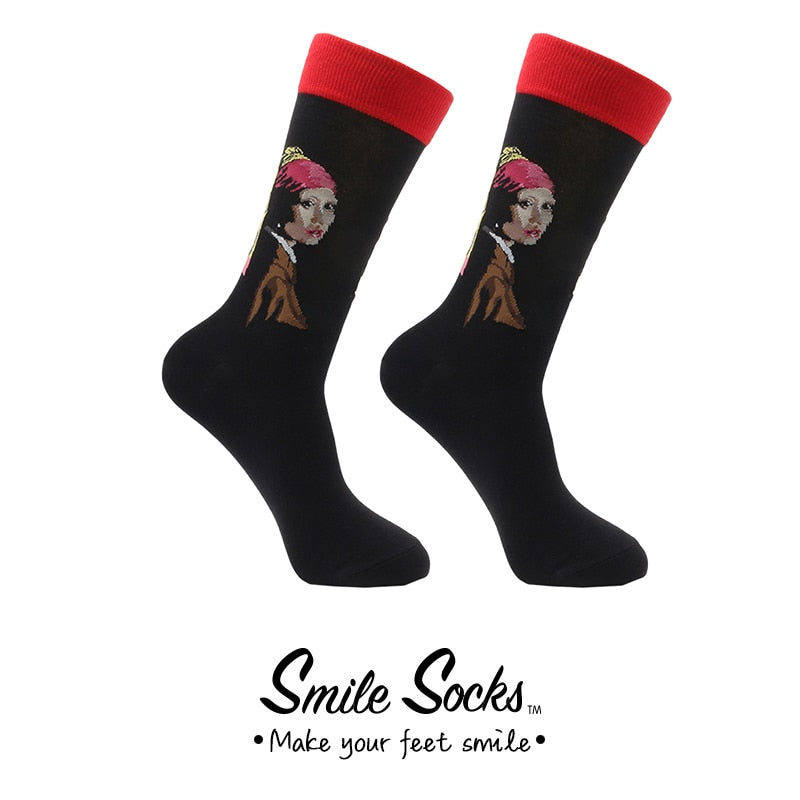 Cotton Retro Abstract Oil Painting Art Socks