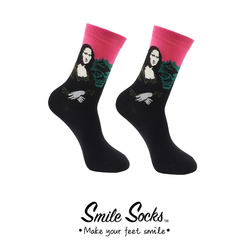 Cotton Retro Abstract Oil Painting Art Socks