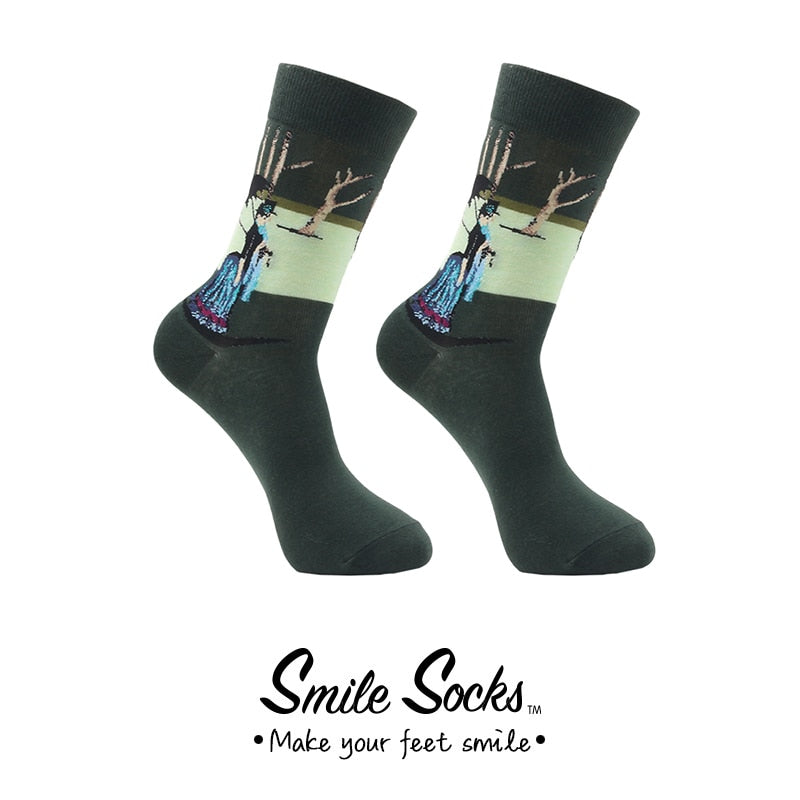 Cotton Retro Abstract Oil Painting Art Socks