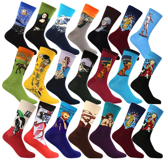 Cotton Retro Abstract Oil Painting Art Socks